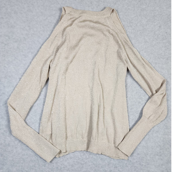Ramy Brook Women's Metallic Gold Sparkly Cold Shoulder Long Sleeve Top Size‎ XS - Picture 3 of 11